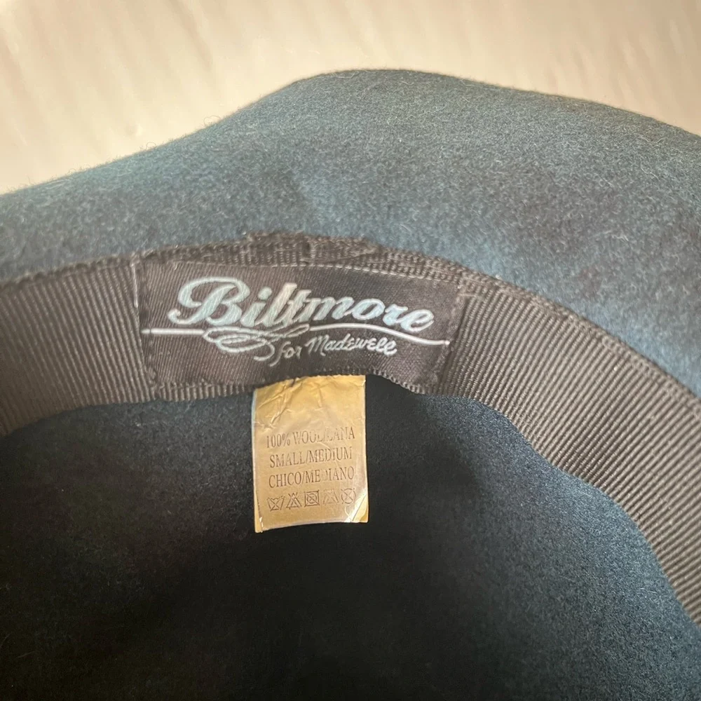 Biltmore for Madewell Black 100% Wool Felt Wide-Brim Fedora Hat | Sm/Med